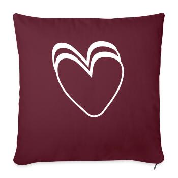 Cœurs Blancs - Housse de coussin décorative 45 x 45 cm - bordeaux - Devant
