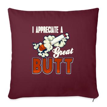 J’apprécie un super t-shirt fumeur drôle de fesses - Housse de coussin décorative 45 x 45 cm - bordeaux - Devant