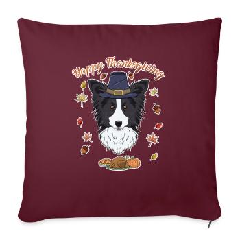 Joyeux Thanksgiving I Dog Lover I Border Collie - Housse de coussin décorative 45 x 45 cm - bordeaux - Devant