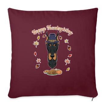 Joyeux Thanksgiving I Dog Lover I Doberman - Housse de coussin décorative 45 x 45 cm - bordeaux - Devant