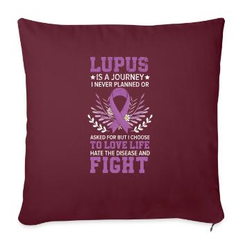 Sensibilisation au lupus Purple Ribbon Maladie auto-immune - Housse de coussin décorative 45 x 45 cm - bordeaux - Devant