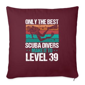 39 Plongée sous-marine Niveau 39 ans Plongeur Snorkeling - Housse de coussin décorative 45 x 45 cm - bordeaux - Devant