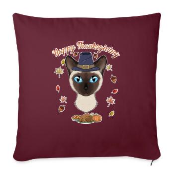Amoureux des chats siamois I Happy Thanksgiving - Housse de coussin décorative 45 x 45 cm - bordeaux - Devant