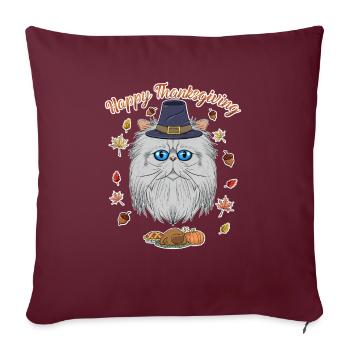 Amoureux des chats persans I Joyeux Thanksgiving - Housse de coussin décorative 45 x 45 cm - bordeaux - Devant