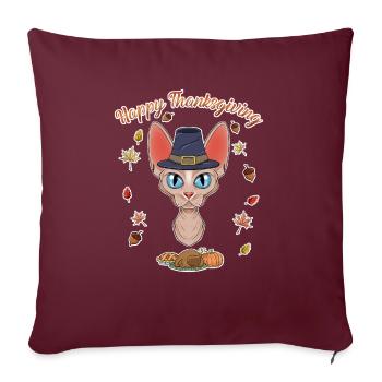 Sphynx Amoureux des chats I Joyeux Thanksgiving - Housse de coussin décorative 45 x 45 cm - bordeaux - Devant