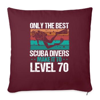70 Plongée sous-marine Niveau 70 ans Plongeur Snorkeling - Housse de coussin décorative 45 x 45 cm - bordeaux - Devant