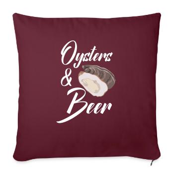 Huître et bière Boire coquillage Mollusque Animal - Housse de coussin décorative 45 x 45 cm - bordeaux - Devant