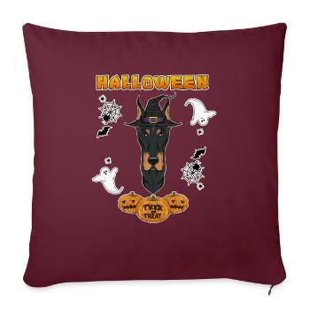 Joyeux Halloween I Dog Lover I Doberman - Housse de coussin décorative 45 x 45 cm - bordeaux - Devant