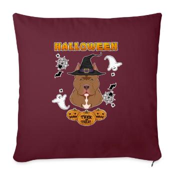 Happy Halloween I Dog Lover I Pitbull - Sofakissenbezug 45 x 45 cm - Burgunderrot - Vorne