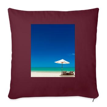 Vacances d’été sur la plage de sable à côté de l’océan - Housse de coussin décorative 45 x 45 cm - bordeaux - Devant