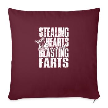Voler des cœurs et faire sauter des pets - chien mignon - Housse de coussin décorative 45 x 45 cm - bordeaux - Devant