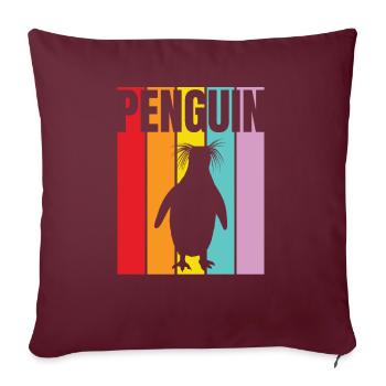 Verlorener Pinguin - Sofakissenbezug 45 x 45 cm - Burgunderrot - Vorne