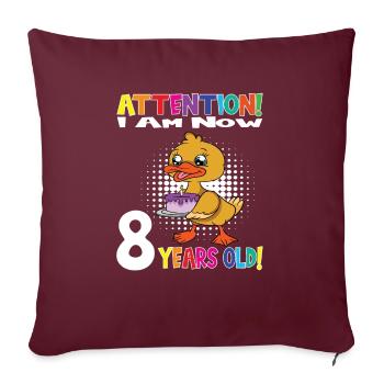 Duck Birthday I Am Now 8 Years Old - Sofakissenbezug 45 x 45 cm - Burgunderrot - Vorne