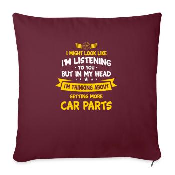 Dans ma tête, j’obtiens plus de pièces automobiles Amateurs de voiture M - Housse de coussin décorative 45 x 45 cm - bordeaux - Devant