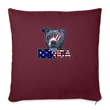 Merica - pitbull américain - Housse de coussin décorative 45 x 45 cm - bordeaux - Devant