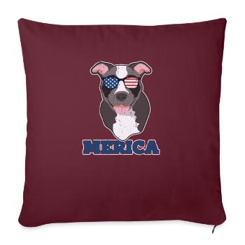 Merica - chien pitbull - Housse de coussin décorative 45 x 45 cm - bordeaux - Devant