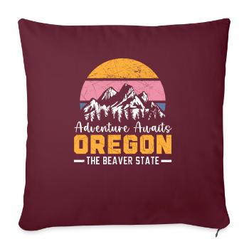 L’aventure attend l’Oregon The Beaver State USA - Housse de coussin décorative 45 x 45 cm - bordeaux - Devant