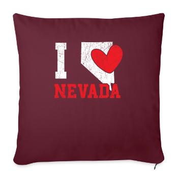 J’aime Nevada USA Amérique Névadians Nevadans - Housse de coussin décorative 45 x 45 cm - bordeaux - Devant