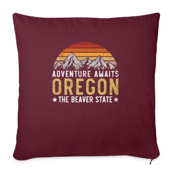 L’aventure attend l’Oregon The Beaver State USA - Housse de coussin décorative 45 x 45 cm - bordeaux - Devant