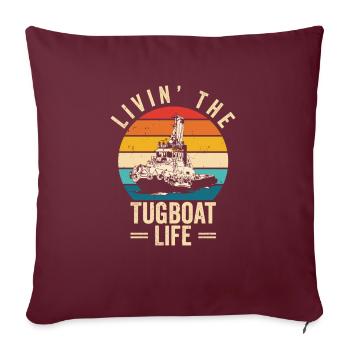 Remorqueur à voile Remorqueur Bateau de sauvetage Navire - Housse de coussin décorative 45 x 45 cm - bordeaux - Devant
