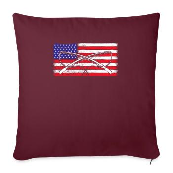 Canne à pêche Usa Flag - Housse de coussin décorative 45 x 45 cm - bordeaux - Devant