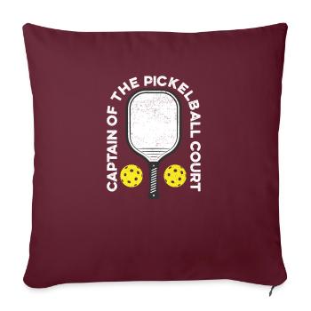 Capitaine de Pickleball Court Drôle de Joueur Paddle - Housse de coussin décorative 45 x 45 cm - bordeaux - Devant