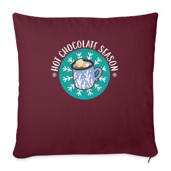 Boisson chaude de la saison du chocolat neige de la saison d’hiver - Housse de coussin décorative 45 x 45 cm - bordeaux - Devant