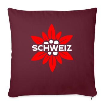 Schweizer Enzian - Sofakissenbezug 45 x 45 cm - Burgunderrot - Vorne
