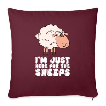 Je ne suis qu’à cause des moutons ici - Housse de coussin décorative 45 x 45 cm - bordeaux - Devant