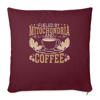 Alimenté par les mitochondries et la science du café - Housse de coussin décorative 45 x 45 cm - bordeaux - Devant