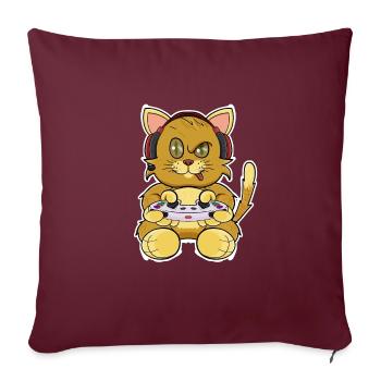 Kitten Cat With Gaming Controller I Funny Gaming - Sofakissenbezug 45 x 45 cm - Burgunderrot - Vorne