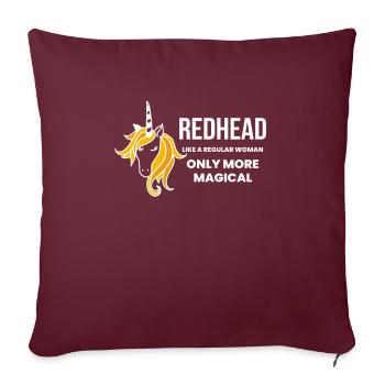 Redhead Unicorn Unicorn Shirt Cadeau - Housse de coussin décorative 45 x 45 cm - bordeaux - Devant