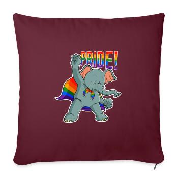 Elephant I DRAPEAU LGBTQ I Drapeau arc-en-ciel I Gay Pride - Housse de coussin décorative 45 x 45 cm - bordeaux - Devant