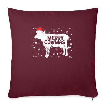 Merry Cowmas Drôle de vache Pyjama de Noël Consécration - Housse de coussin décorative 45 x 45 cm - bordeaux - Devant