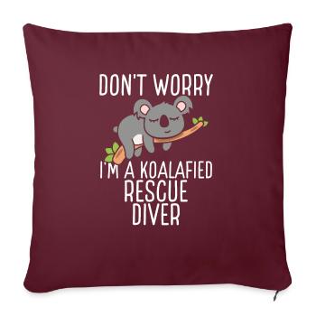 Koalafied Rescue Instructeur de plongée Koala Dive - Housse de coussin décorative 45 x 45 cm - bordeaux - Devant