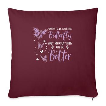 Papillon céleste mystique - Housse de coussin décorative 45 x 45 cm - bordeaux - Devant