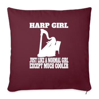 Harpiste Filles Professeur de harpe Harpe féminine - Housse de coussin décorative 45 x 45 cm - bordeaux - Devant