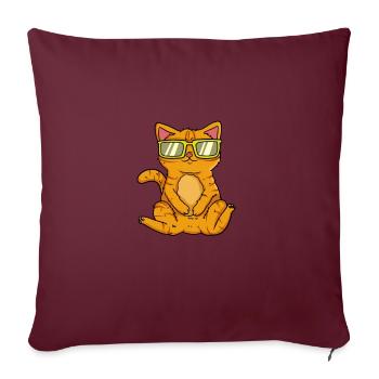 Chat Chat vacances lunettes de soleil été mer - Housse de coussin décorative 45 x 45 cm - bordeaux - Devant