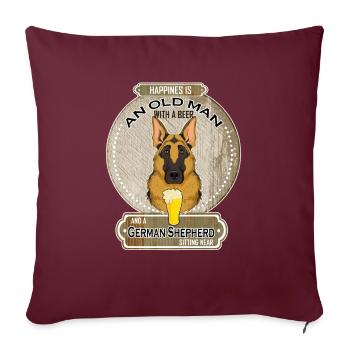 Berger allemand Papa Amateur de bière - Housse de coussin décorative 45 x 45 cm - bordeaux - Devant