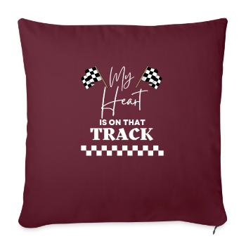 Vintage mignon mon cœur est sur cette piste course de dragsters - Housse de coussin décorative 45 x 45 cm - bordeaux - Devant