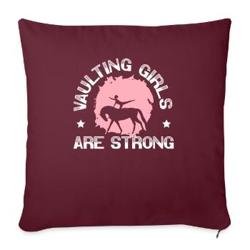 Les filles de saut sont fortes en voltige équestre - Housse de coussin décorative 45 x 45 cm - bordeaux - Devant
