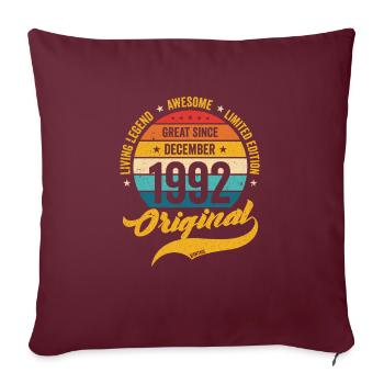 Retro 30 Years December 1992 Birthday Vintage - Sofakissenbezug 45 x 45 cm - Burgunderrot - Vorne