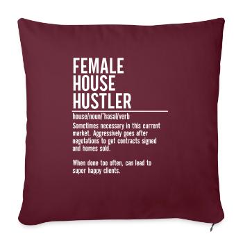 Agent immobilier Maison féminine montrant des femmes - Housse de coussin décorative 45 x 45 cm - bordeaux - Devant
