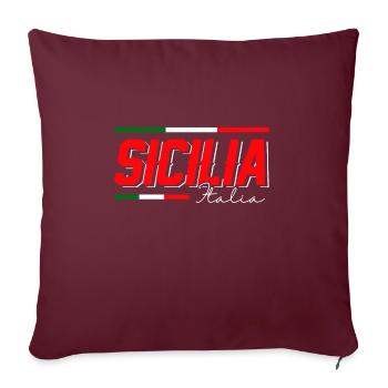 Sicile drapeau Sicile Palerme Italie - Housse de coussin décorative 45 x 45 cm - bordeaux - Devant