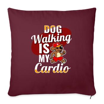 La promenade du chien est mon cadeau de gardien de chien cardio - Housse de coussin décorative 45 x 45 cm - bordeaux - Devant