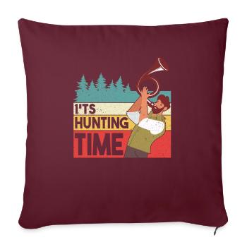 lustiges Jagdzeit mit Jagdhorn in der Natur - Sofakissenbezug 45 x 45 cm - Burgunderrot - Vorne