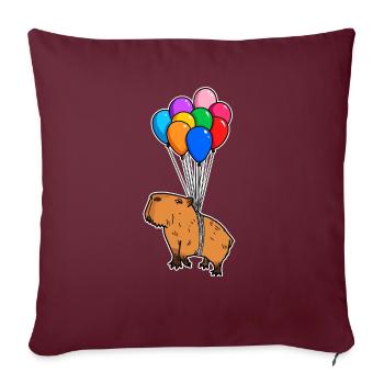 Capybara Rongeur Géant Caver avec Ballons Capybara - Housse de coussin décorative 45 x 45 cm - bordeaux - Devant