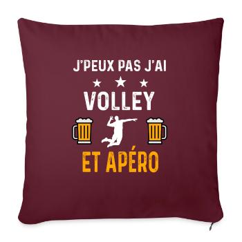 je peux pas j'ai volley et apéro volley - Housse de coussin décorative 45 x 45 cm - bordeaux - Devant
