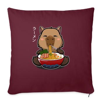 Kawaii Capybara isst Ramen aus einem Ramen Bowl Wortspiel - Sofakissenbezug 45 x 45 cm - Burgunderrot - Vorne