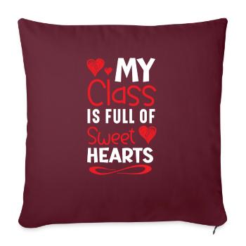 Ma classe est pleine de cœurs doux Saint-Valentin - Housse de coussin décorative 45 x 45 cm - bordeaux - Devant